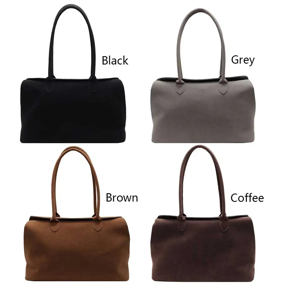 Shoulder Bag for Women Men with Inner Pocket Underarm Bag Suede Solid Color Tote Bag Trendy Satchel Bag Work Travel Bag