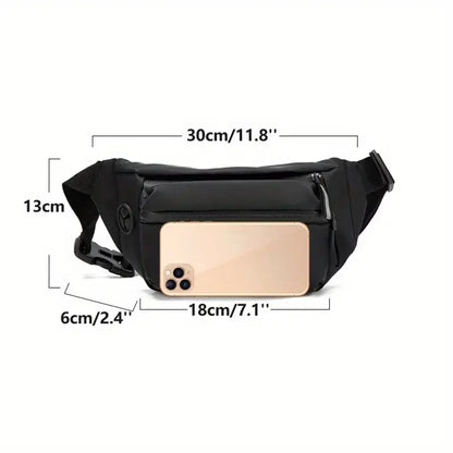 Casual Tactical Waist Bag With Zipper -Men'S Solid Multi-functional Storage for Outdoor Camping, Running, and Sports Training