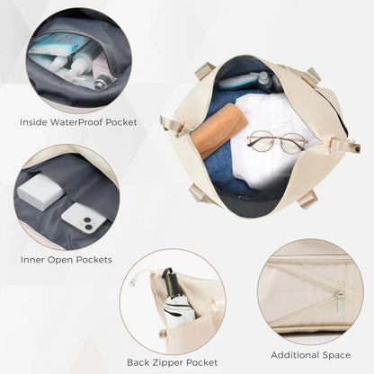 Luggage Sets 4 Piece ABS Durable Suitcase Travel Bag, Carry on Luggage Suitcase Set with 360° Spinner Wheels Ivory and Golden