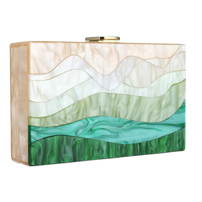 Handbags Fashion Women Handbags Green Beige Striped Acrylic Luxury Party Evening Bag Woman Casual Cute Box Clutch Purse