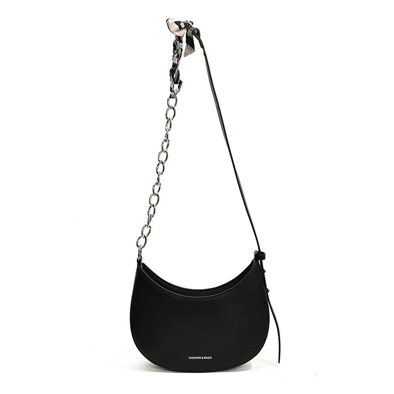 Crescent Bag for Women with Adjustable Strap Hobo Bag PU Leather Solid Crossbody Bag Casual for Work Travel