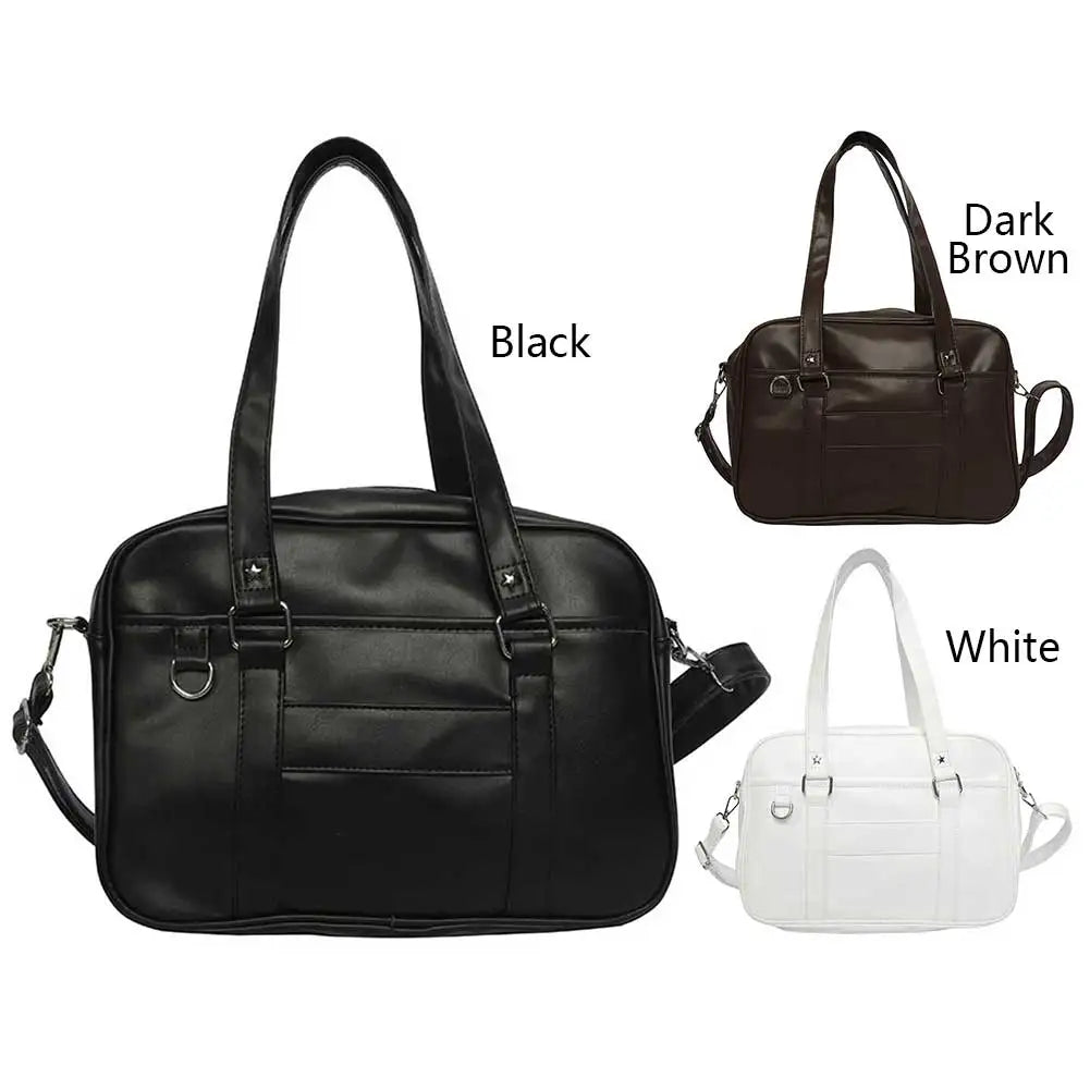 Japanese School Handbag PU Leather JK Uniform Bag with Zipper Closure Kawaii Shoulder Bag Underarm Bag Messenger Bag for Women