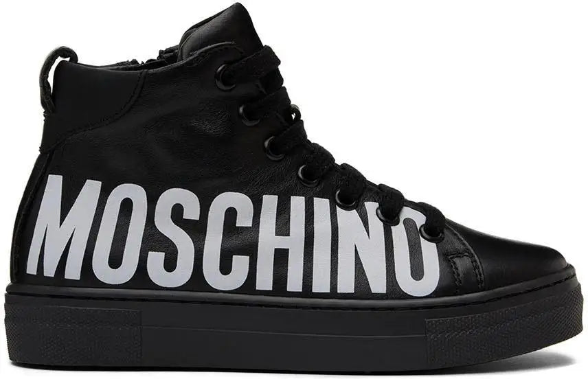 Moschino | Kids Black Leather High Sneakers