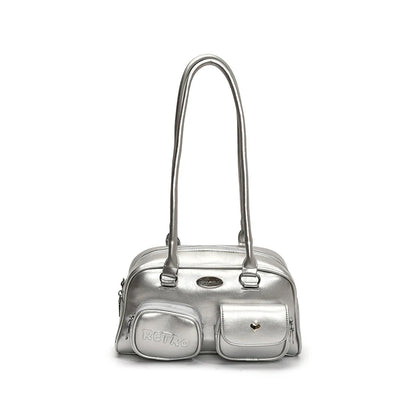 Retro Shoulder Bag PU Leather Y2k Underarm Pouch Multi Pocket Hot Girl Tote Handbag Designer Luxury Chic Casual Satchel Hobo Bag