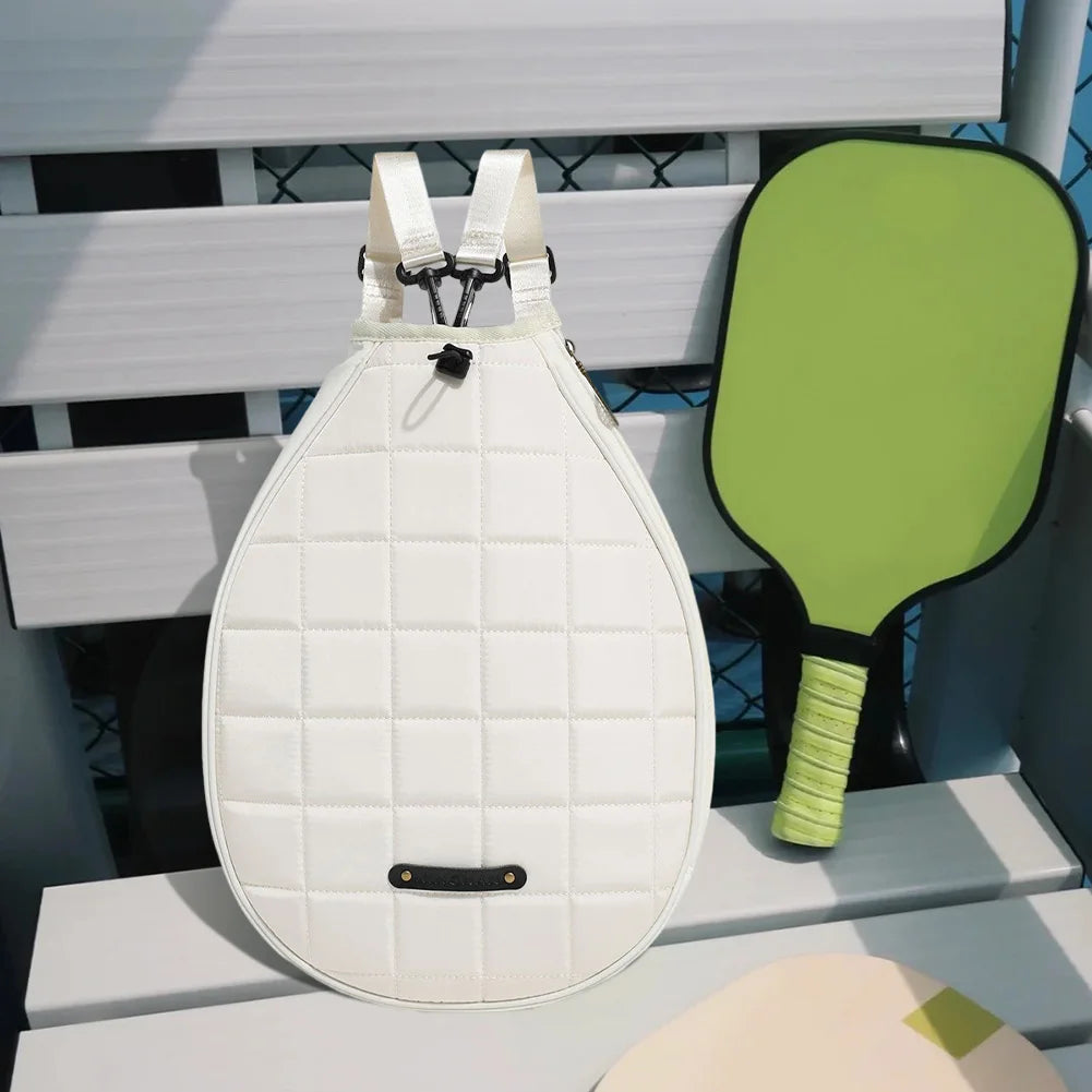 Quilted Tennis Backpack Waterproof Tennis Racket Carrying Bag Zipper Closure Pickleball Paddles Shoulder Bag for Women Men