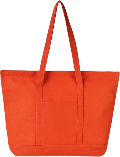 Canvas Tote Bag with External Pocket Extra Large Canvas Tote Bag Heavy Duty Grocery Shopping Bags Weekender Bag