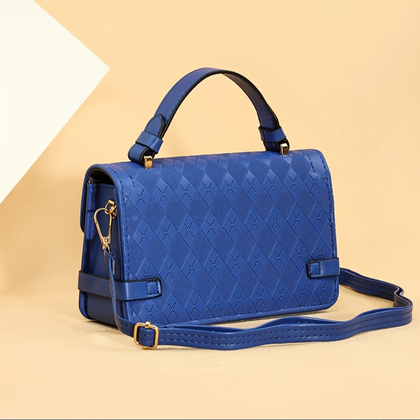 Embossed Handbag, Retro Square Crossbody Bag, Women's Shoulder Flap Purse With Turn Lock