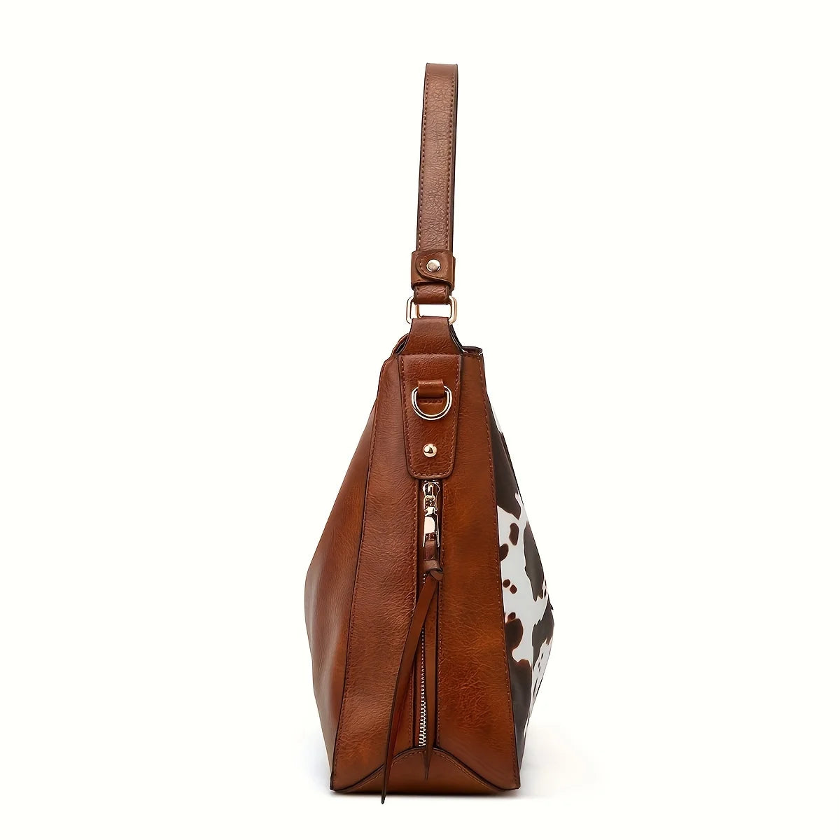 2PC Set Purses Tote Bag For Women, Handbags PU Leather Large Shoulder Bag,  Cow Pattern Work Bags With Multi-Pockets