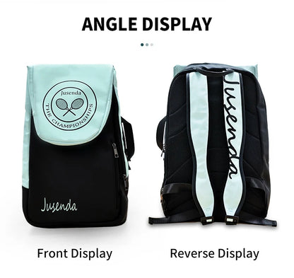 Jusenda Tennis Paddle Backpack Badminton Racket Bag Padel Carrying Handbag Large Capacity Gym Sports Bags Foldable for 2 Rackets