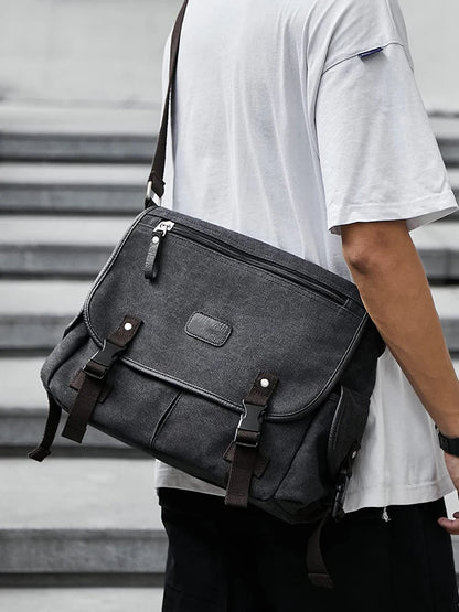 Vintage Laptop Shoulder Bag Multi Pockets Satchel Handbags Water Resistant 14 Inch Laptop Pouch Adjustable Strap for School Work