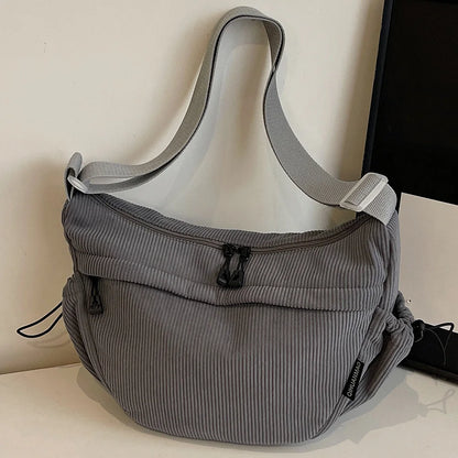 Corduroy Stylish Dumpling Bag Large Capacity Fashion Shoulder Bag Adjustable Strap Crescent Crossbody Bag Trendy Carrying Bag