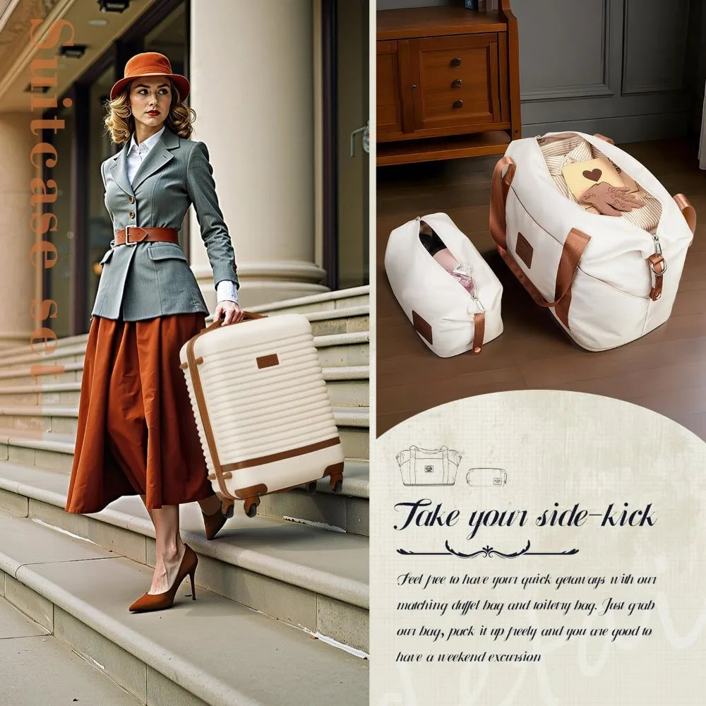 Coolife Suitcase Set 3 Piece Luggage Set Carry On Travel Luggage TSA Lock Spinner Wheels Hardshell Lightweight Luggage Set(Black