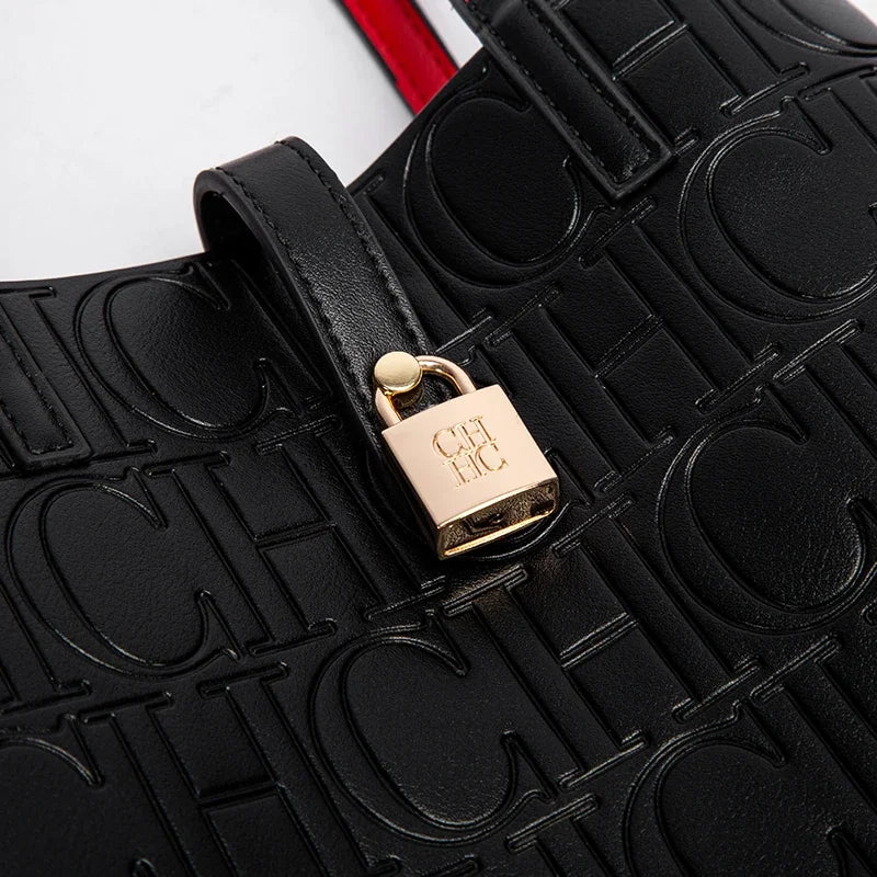 CH Fashion Brand Women's Embossed Pattern Leather Bag Casual Messenger Bag Women's Fashionable Luxury Designer