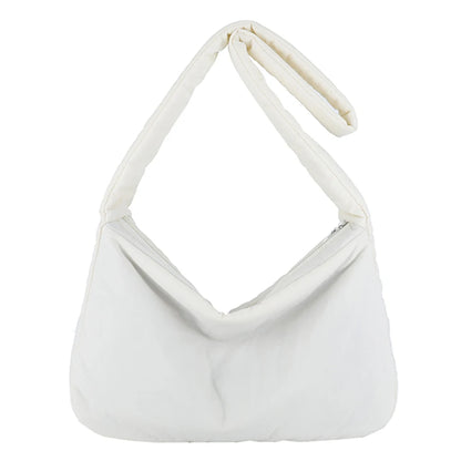 Women Nylon Puffer Tote Bag with Inner Pocket Shoulder Bag Solid Color Large Puffy Purse Hobo Bag for Work Travel