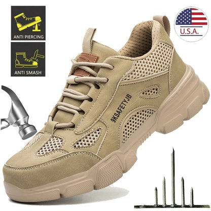 Men Work Sneakers Protective Shoes Safety Industrial Puncture-Proof Anti-smash Steel Toe Shoes Breathable Construction Work Shoe