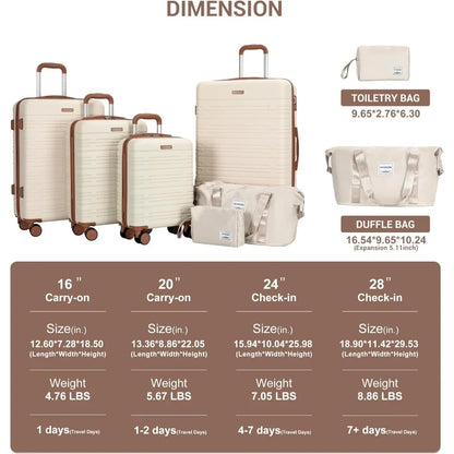 Luggage Sets 4 Piece,Suitcases with Double Spinner Wheels and TSA Lock,Hardcase 6 set Luggage with Travel Duffle Bag,Carry On Lu