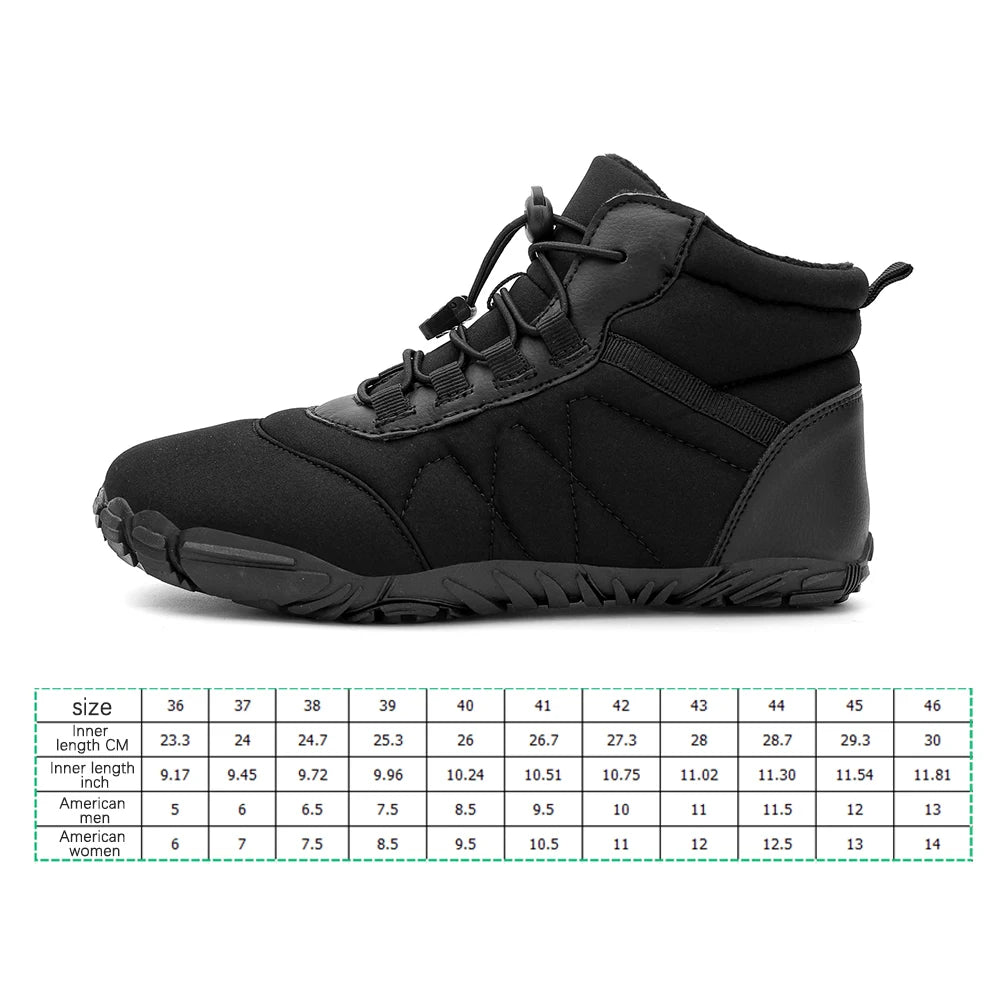 Winter Snow Boots Lightweight Barefoot Shoes Non-Slip Minimalist Barefoot Trainers Casual Ankle Boots for Outdoor Sports