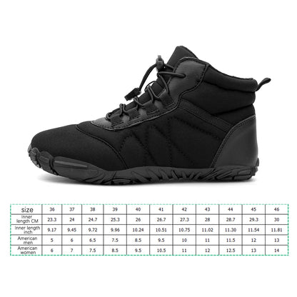 Winter Snow Boots Lightweight Barefoot Shoes Non-Slip Minimalist Barefoot Trainers Casual Ankle Boots for Outdoor Sports