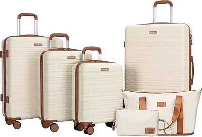 Luggage Sets 4 Piece,Suitcases with Double Spinner Wheels and TSA Lock,Hardcase 6 set Luggage with Travel Duffle Bag,Carry On Lu