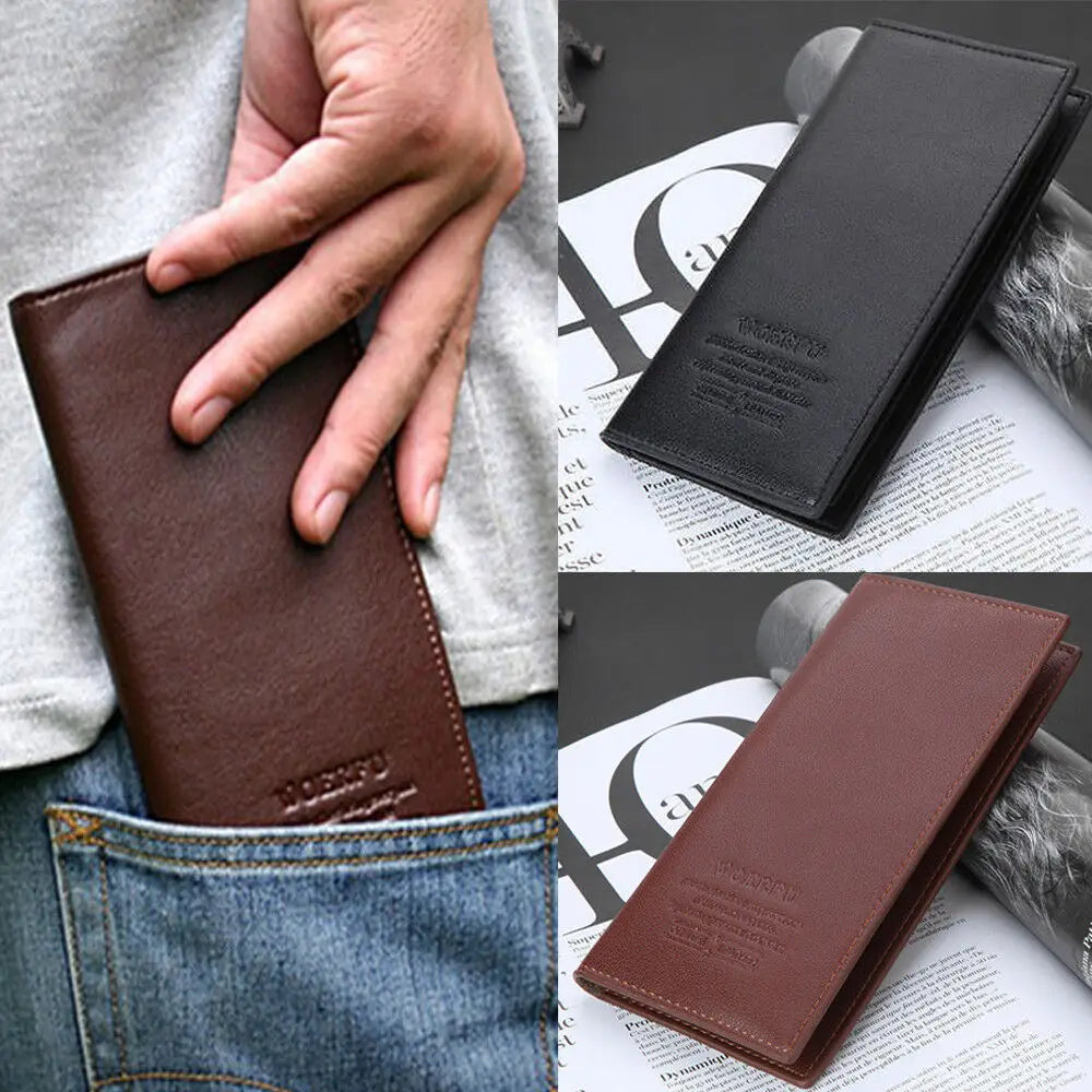 Soft PU Leather Long Wallet With Multiple Card Slots Classic Design Credit Card Holder Slim & Durable Men Bifold Cash Purse