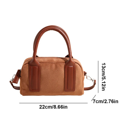 Women Suede Tote Bag Adjustable Strap Crossbody Bag with Multi-Pockets Handbag Zipper Satchel Bag for Work Travel