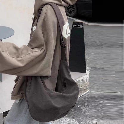 2025 new canvas dumpling bag women's large capacity cross-body shoulder bag wide shoulder strap men's and women's general couple