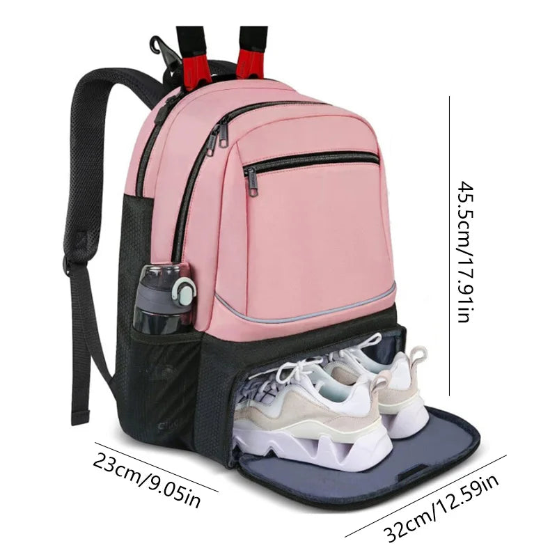 Professional Tennis Backpack Large Capacity Sports Racket Pack Holds 1-2 Tennis Rackets Outdoor Badminton Bag With Shoe Pocket