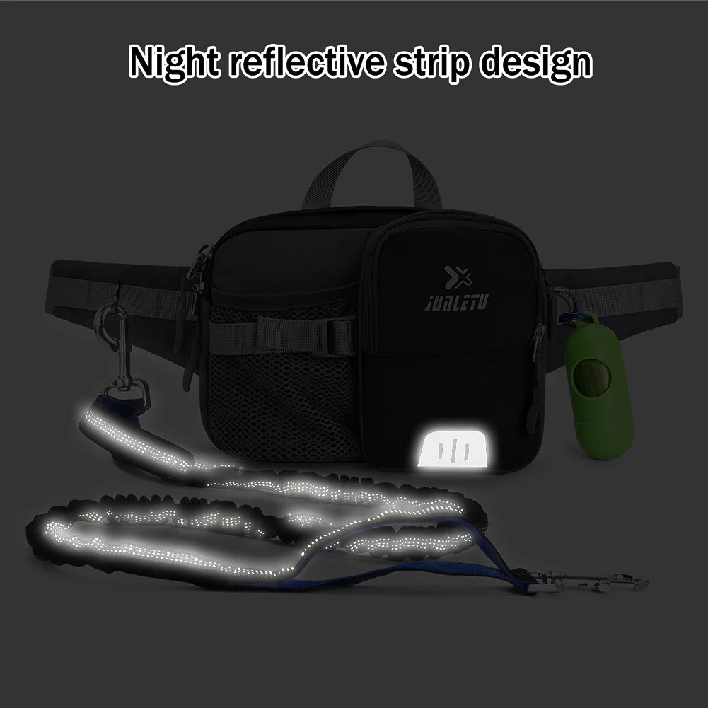 Retractable Hands Free Dog Leash with Waist Bag Adjustable Waist Belt Water Bottle Holder for Walking Jogging Running Your Dog