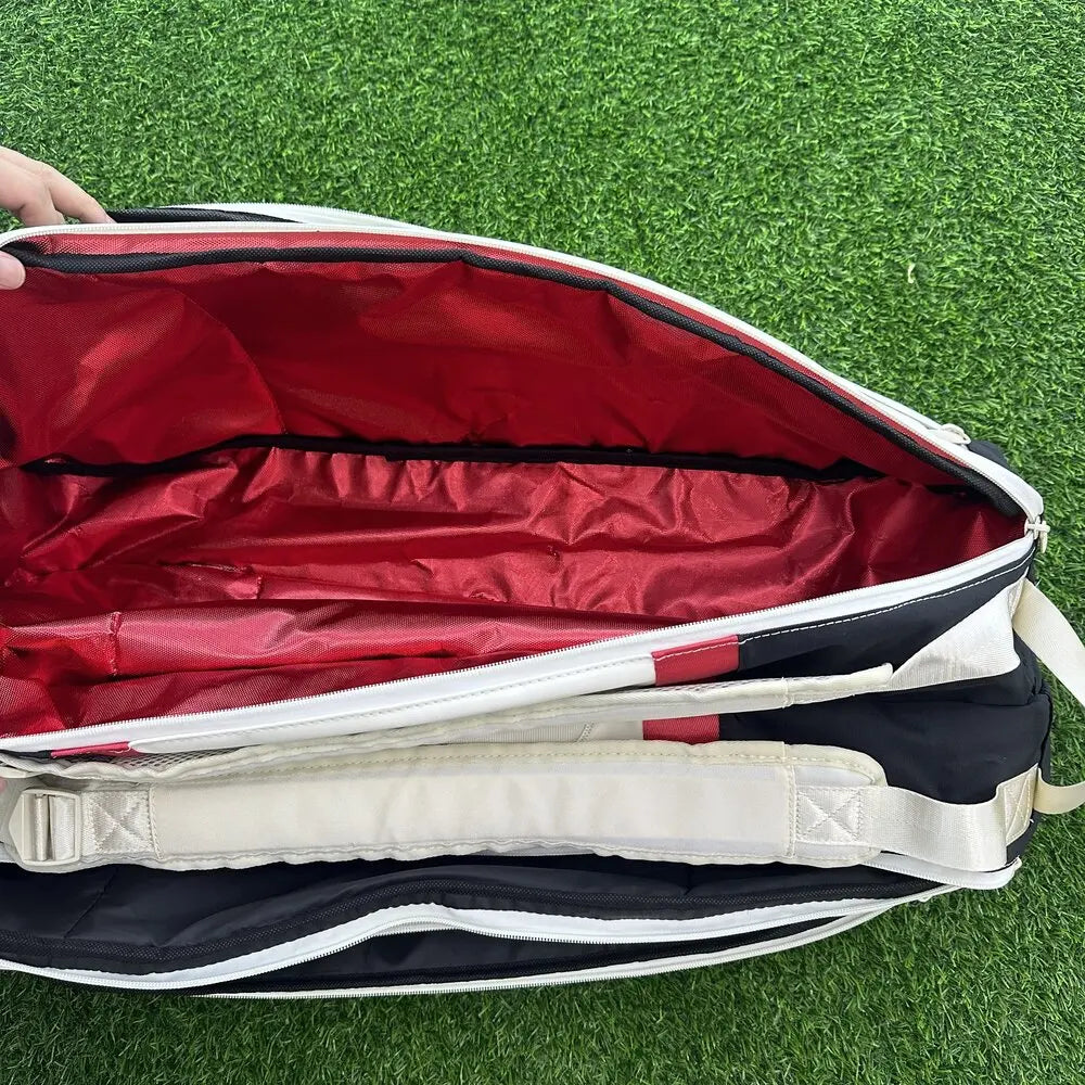 Wilson 2024 Tennis Bag New COURAGE Series Red, White, Black Backpack 9-Pack Tennis Racket Bag Accessories Bag for Men and Women