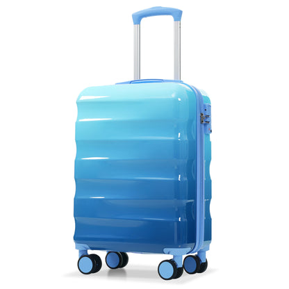 2 Piece Set 20" Carry-on Luggage & Bag with Cup Holder Lightweight Glossy Hardshell Suitcases with Spinner Wheels TSA Lock