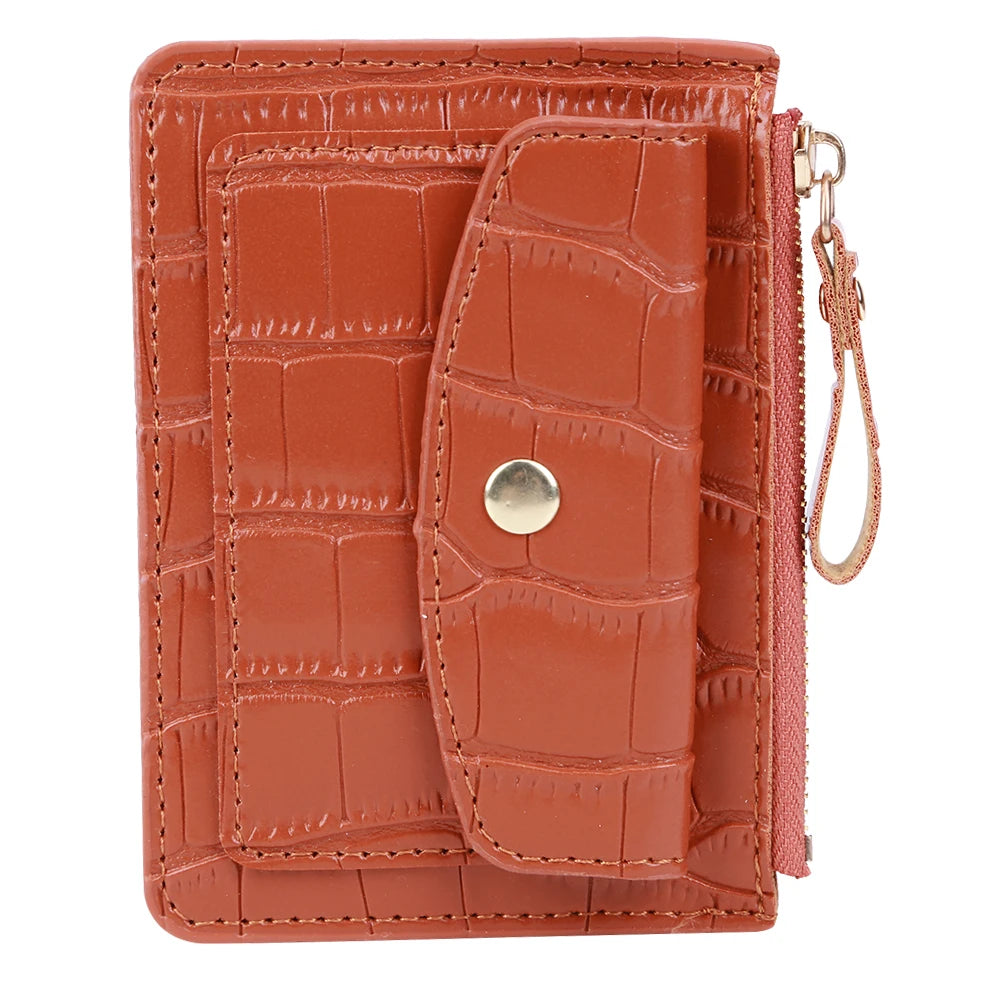 Women Simple Card Bag Multi-Slot Fashion Short Wallet Solid Color Casual Money Wallet Daily Bag for Ladies