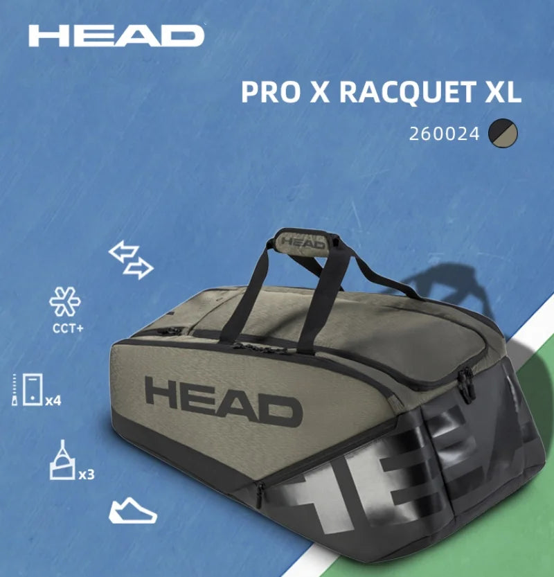 HEAD Tennis Racket Bag 9-12 Pack PROX Series Large Capacity Sports Backpack Can accommodate 9-12 Tennis Rackets Court Bag