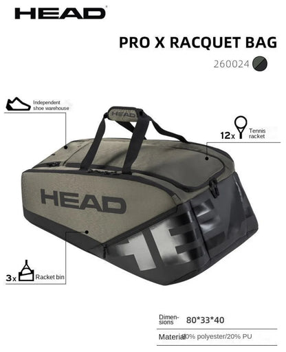 HEAD Tennis Racket Bag 9-12 Pack PROX Series Large Capacity Sports Backpack Can accommodate 9-12 Tennis Rackets Court Bag