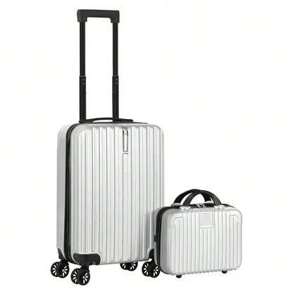 2-Piece Carry-On Luggage Set Hardside Suitcase Spinner W/ Cosmetic Bag (14"+20")