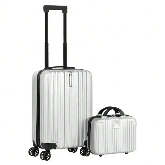2-Piece Carry-On Luggage Set Hardside Suitcase Spinner W/ Cosmetic Bag (14"+20")