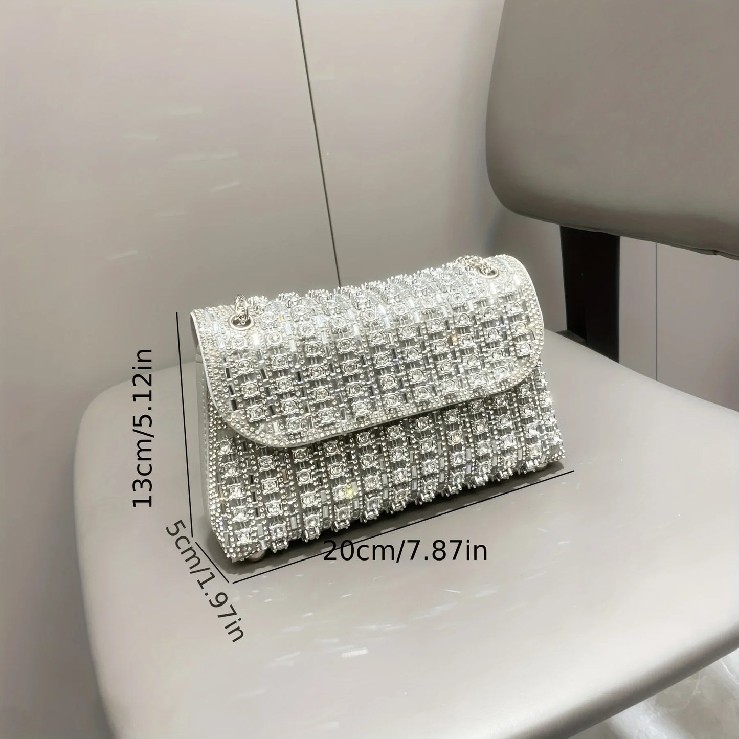 Crystal Rhinestone Evening Clutch Purse For Women, Sparkly Chain Shoulder Crossbody Bag, Elegant Handbag For Party Prom Banquet