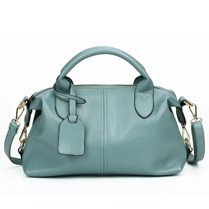 2023 Autumn/Winter Soft Leather Boston Bag – Elegant & Versatile Women's Shoulder & Crossbody Mini Handbag