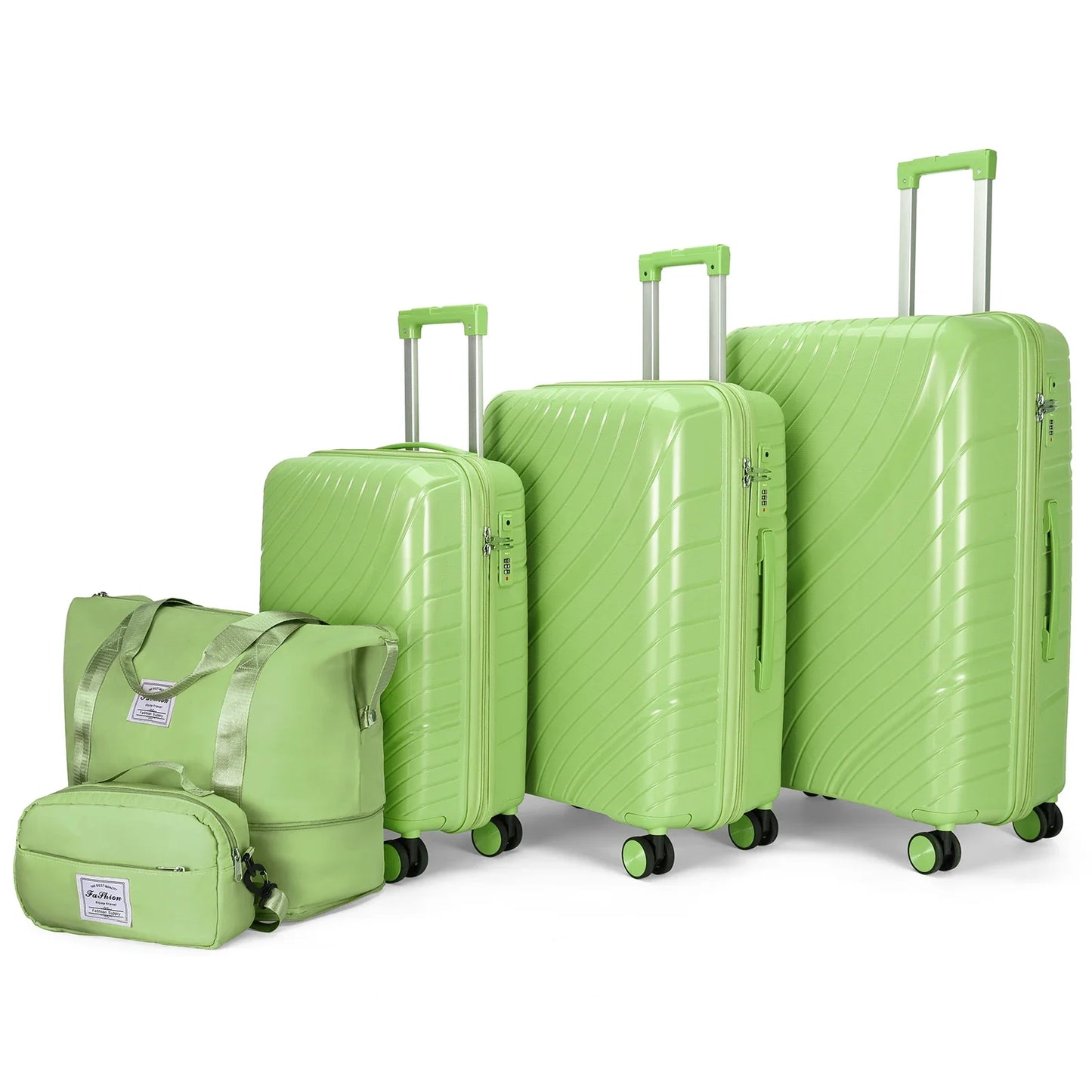 Luggage Sets 5 Piece, PP Hardshell Suitcase Sets with Bags, Carry on Checked Luggage with Spinner Wheels TSA Lock, Lig