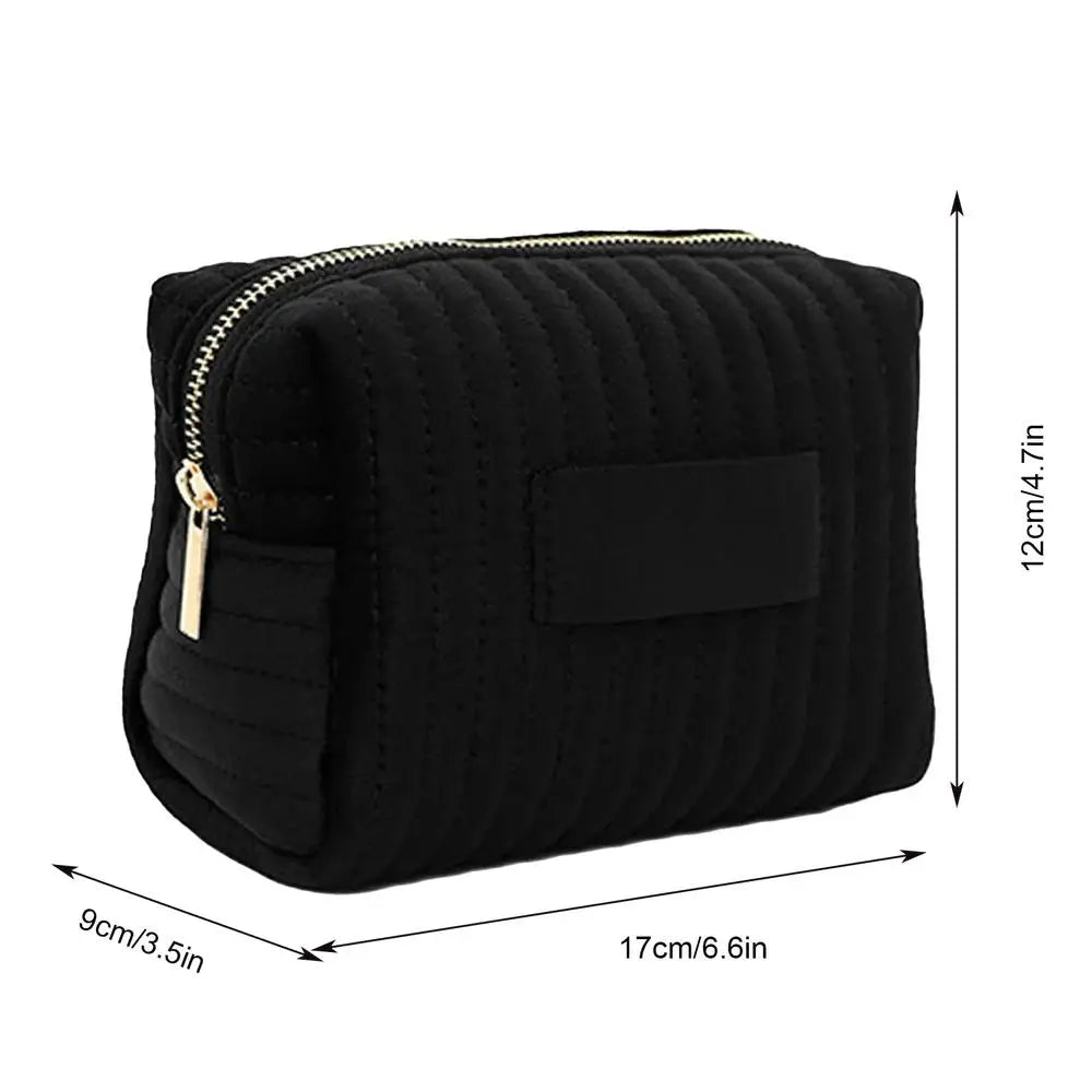 Cute Velvet Makeup Bag for Women Zipper Large Solid Color Cosmetic Bag Travel Make Up Toiletry Bag Washing Pouch