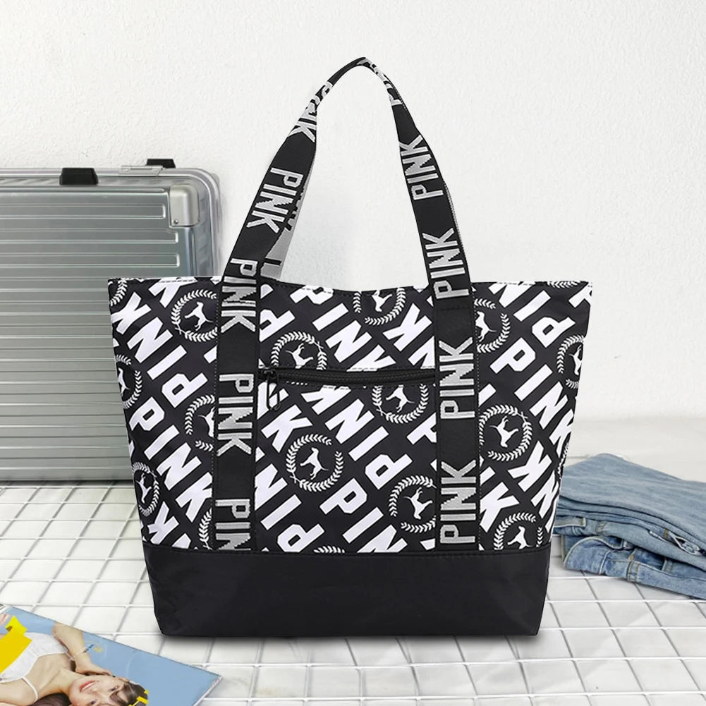 Women Weekender Bag Large Capacity Overnight Luggage Bag Zipper Closure Casual Shoulder Tote Lightweight for Travel Shopping