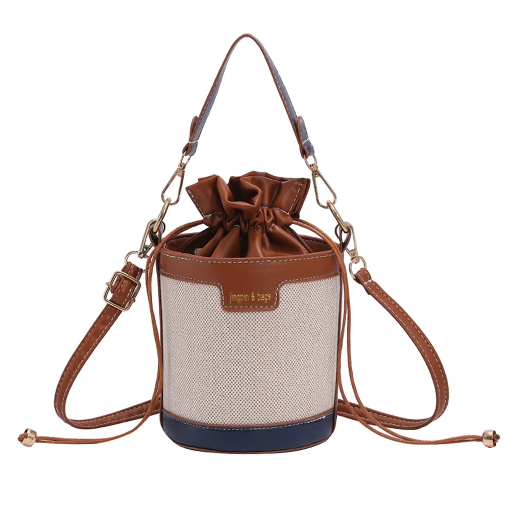 Vintage Cylinder Shoulder Bag Women Mini Crossbody Bags Female Leather Handbags