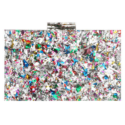 Acrylic Purses Handbags for Women Trend Designer Multicolor Perspex Geometric Patterns Box Clutch Banquet Evening Crossbody Bags