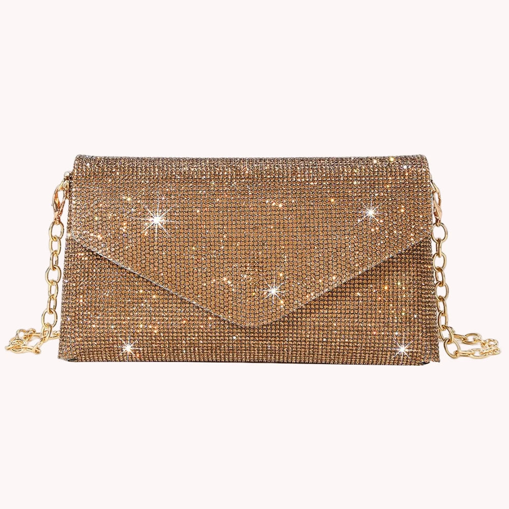 Chain Evening Clutch Bag Rhinestone Prom Shoulder Bag Elegant Gorgeous Exquisite Fashion Embellished Banquet Crossbody Pack