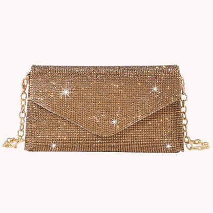 Chain Evening Clutch Bag Rhinestone Prom Shoulder Bag Elegant Gorgeous Exquisite Fashion Embellished Banquet Crossbody Pack