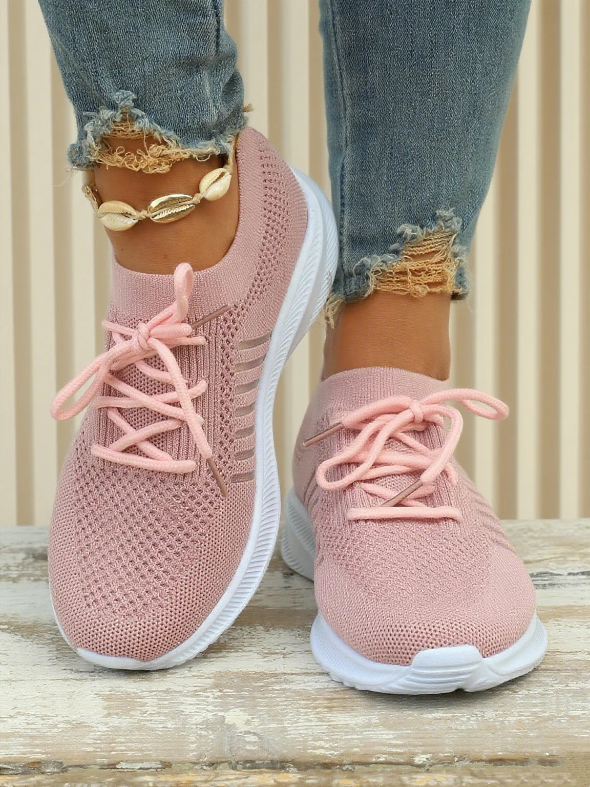 Breathable Knit Sneakers - Lightweight Walking Shoes for Women Men, Cushioned Comfort Casual Tennis Shoes, Fashion Mesh Slip On