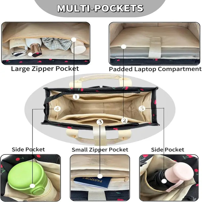 Large Canvas Tote Bag for Women Work Tote Bags with Pockets Laptop Crossbody Purses Everyday Bag Handbags for Travel