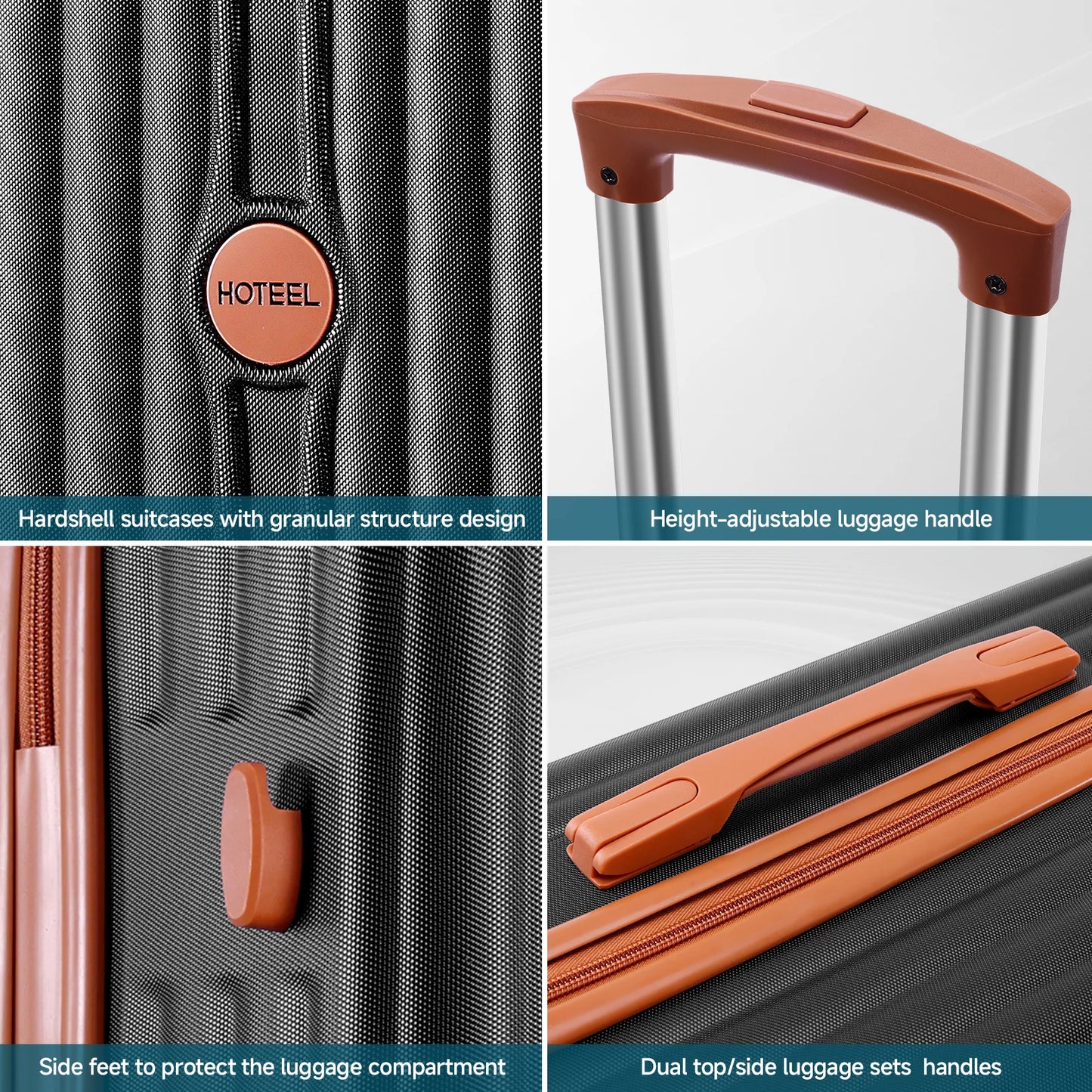 3 Piece Luggage Set With Spinner Wheels Carry On Suitcase Set Duffel&Toiletry Bag With TSA Lock ABS+PC For Business Travel