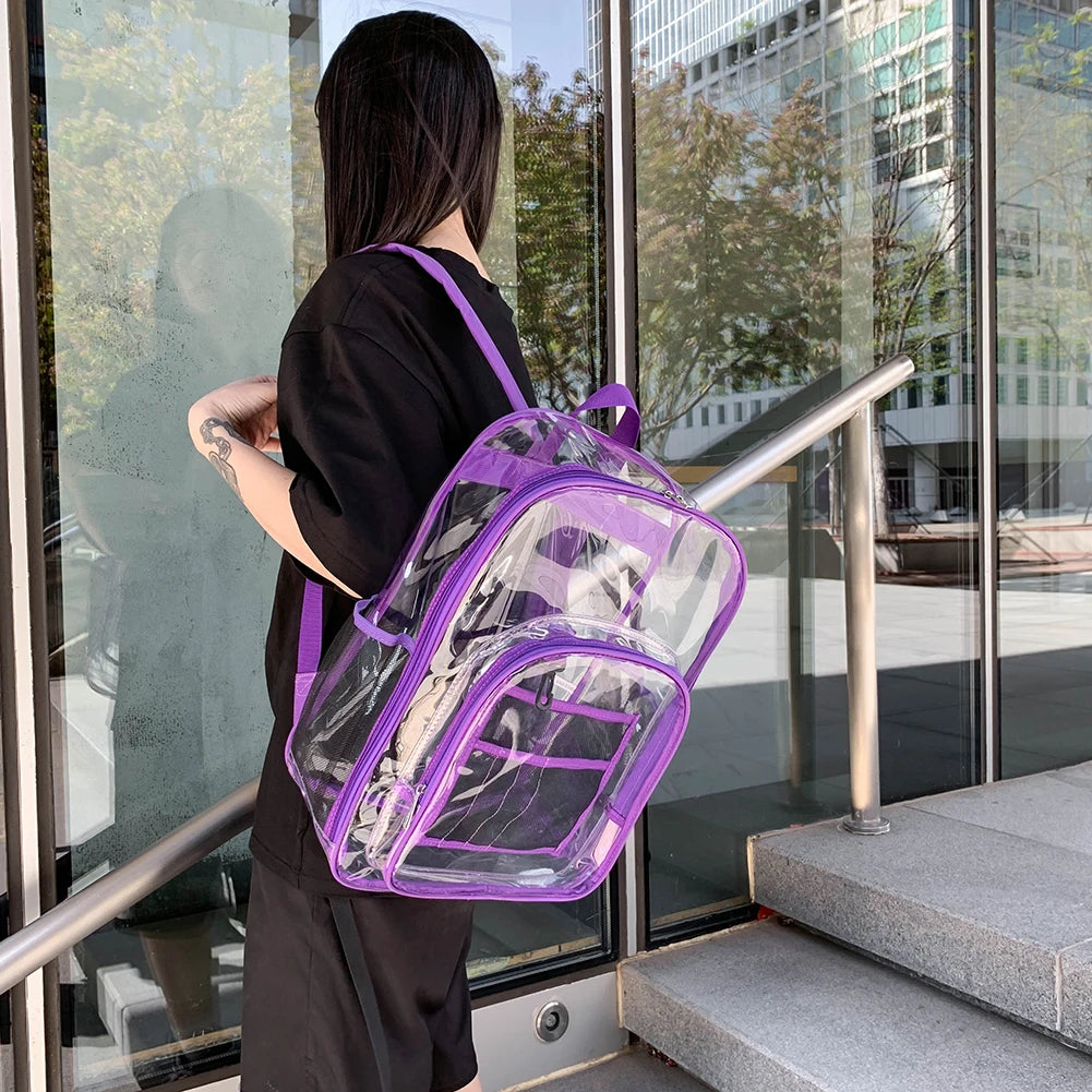 Fashion Student Preppy Style Bag Transparent Backpack Travel Dual Shoulder Teenager Large Transparent Knapsack Casual