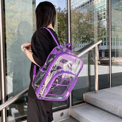 Fashion Student Preppy Style Bag Transparent Backpack Travel Dual Shoulder Teenager Large Transparent Knapsack Casual