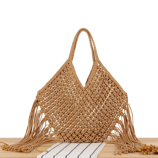 Summer 2025 Luxury Straw Woven Tote Bag Large Capacity Casual Tassel Handbag Fashion Beach Travel Shoulder Bag for Women